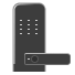 a grey door handle with a black background