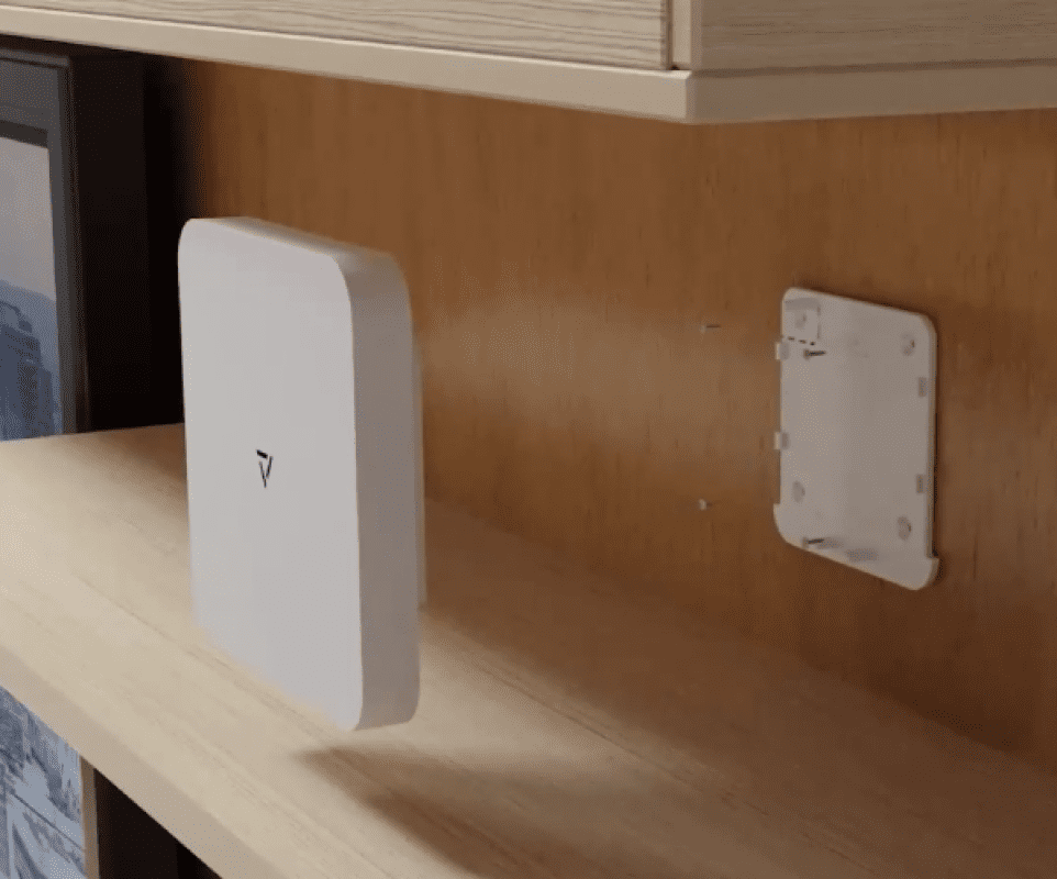 a white box on a shelf