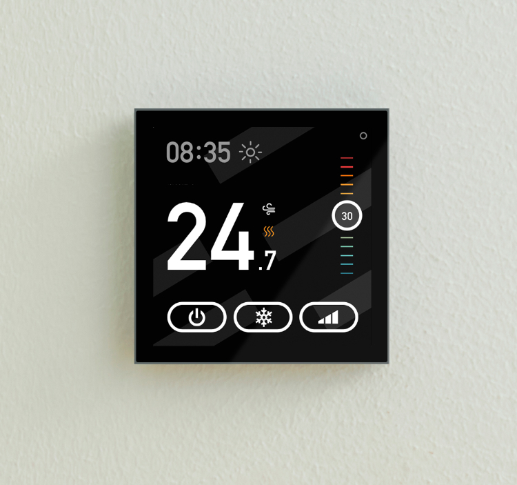 Smart Home 5 a digital thermostat on a wall